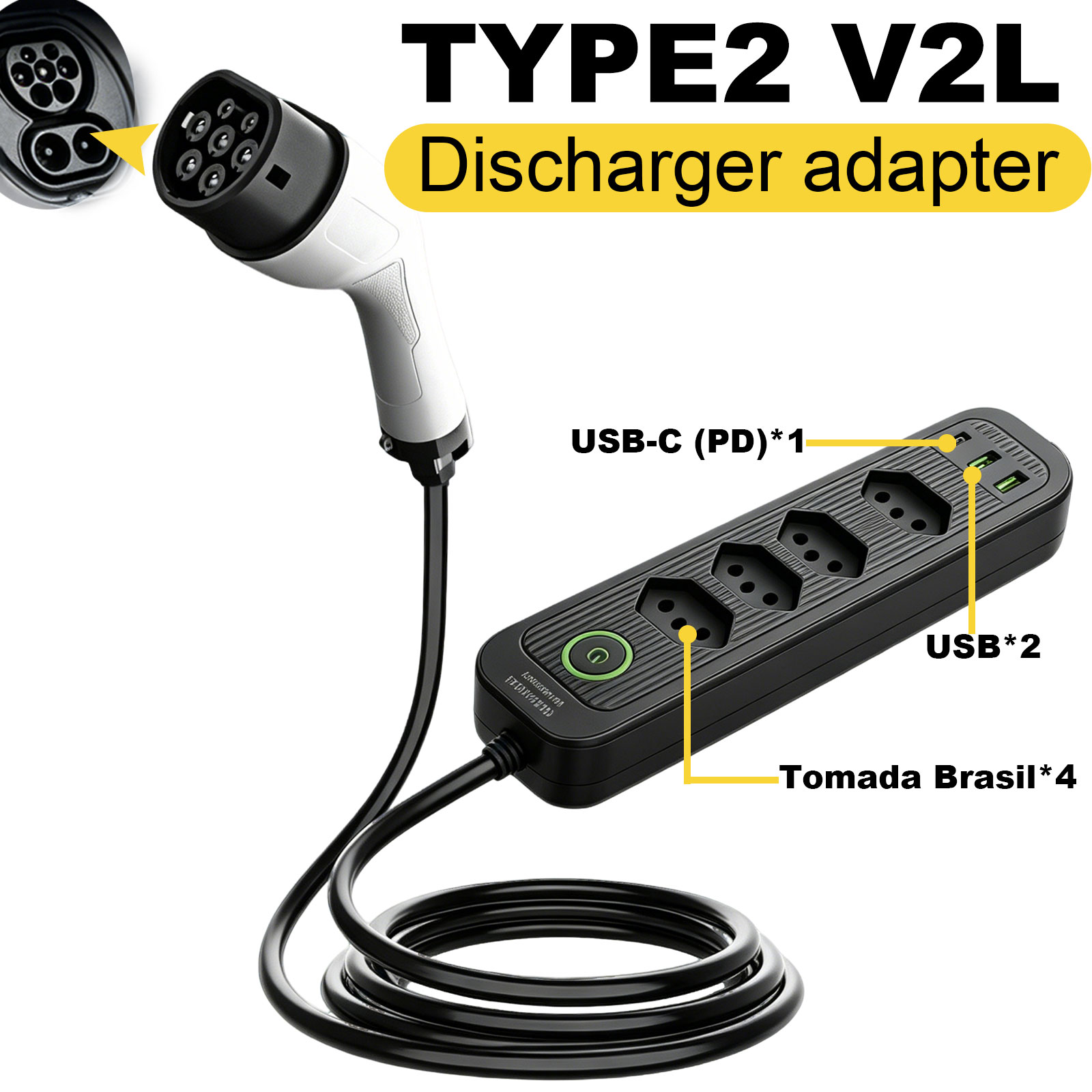 Outdoor Power Rack - Type2 V2L Discharge Adapter 16A Brazil