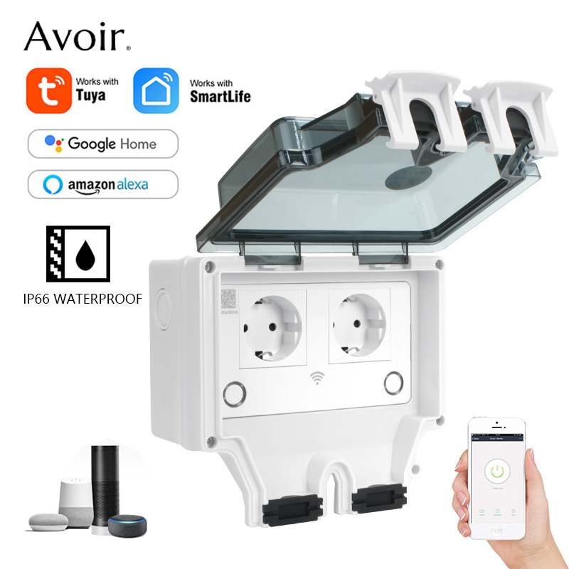 Outdoor Power Outlet With Remote Control - Avoir Tuya IP66 Waterproof Electrical Sockets