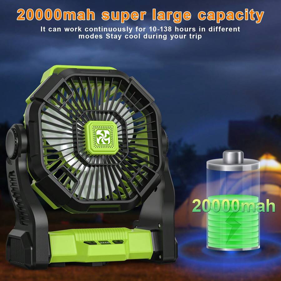 Outdoor Power Timer - 20000mAh Portable Battery Powered Fan With