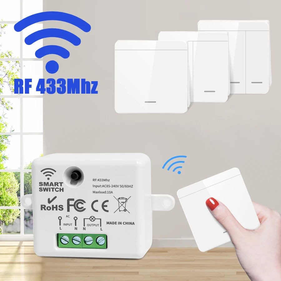Wireless Wall Light Switch 433 - Outdoor Power Outlet With Remote Control 评论和价格