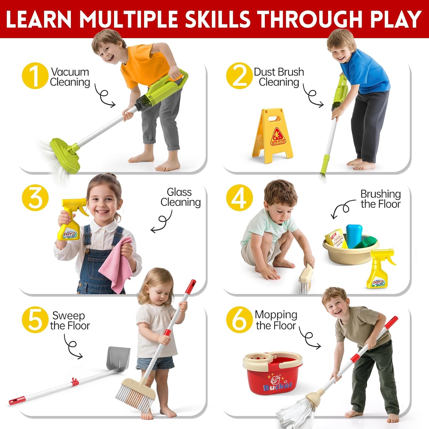 Kids Cleaning Toy Set Housekee - Outdoor Power Broom 评论和价格