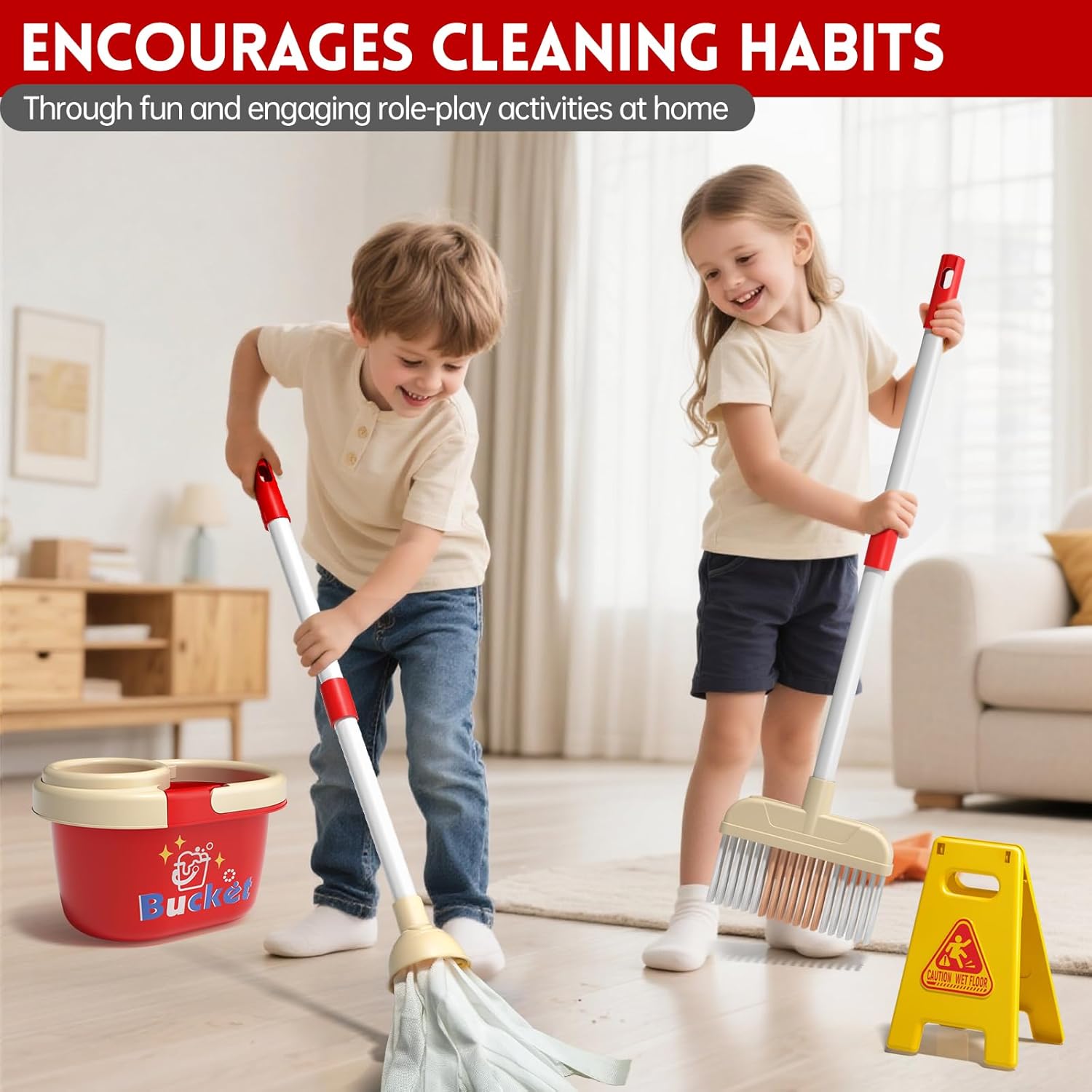 Kids Cleaning Toy Set Housekee - Outdoor Power Broom 评论和价格