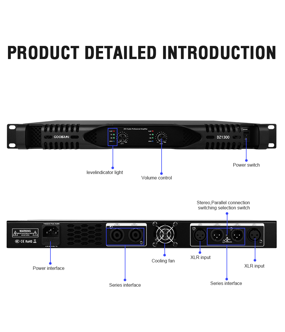 Gooermi DZ1300 1U Class D Powe - Outdoor Power Amplifier 评论和价格