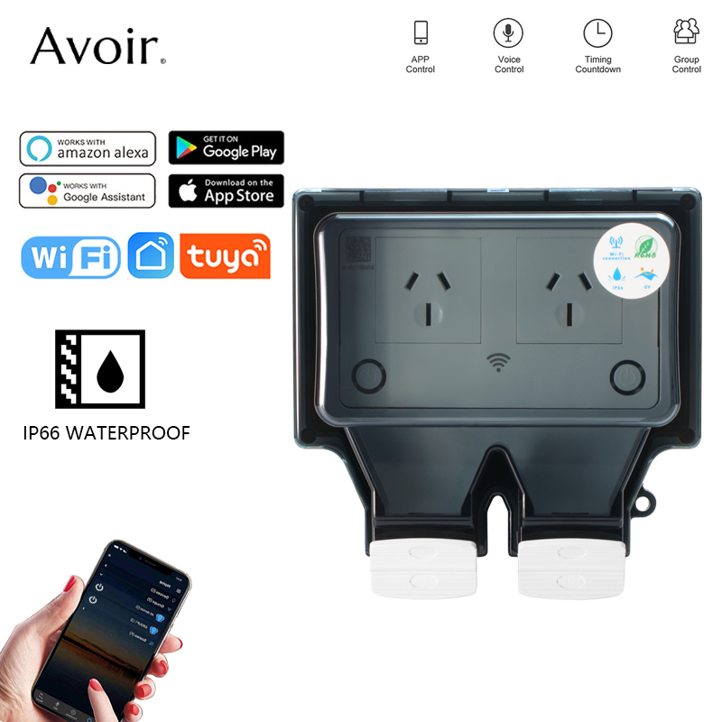 Avoir Tuya Wifi Waterproof Ele - Outdoor Power Outlet With Remote Control 评论和价格