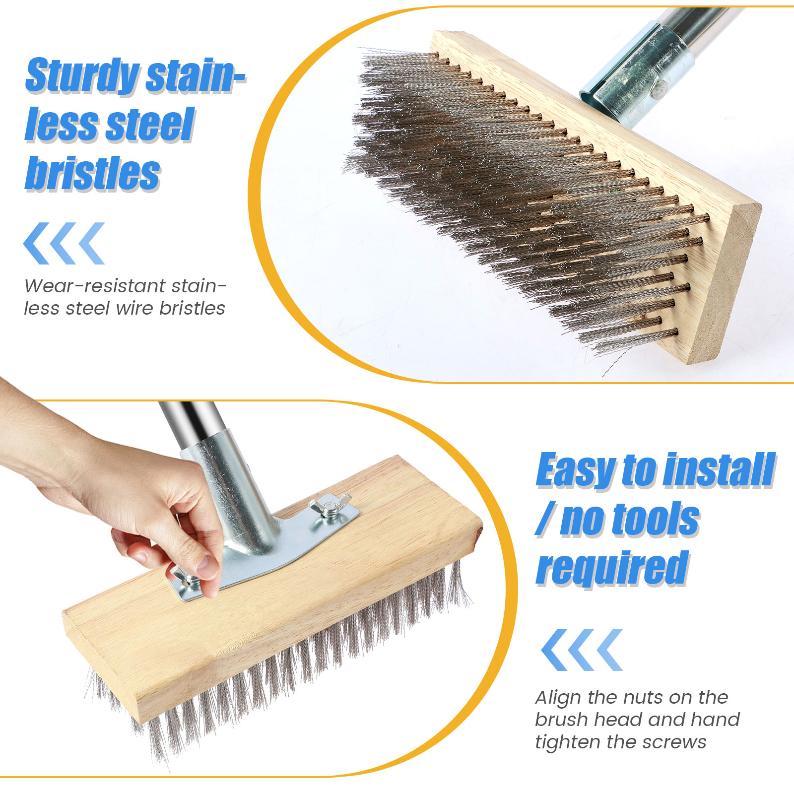 Deck Scrub Brush Wire Brush wi - Outdoor Power Broom 评论和价格